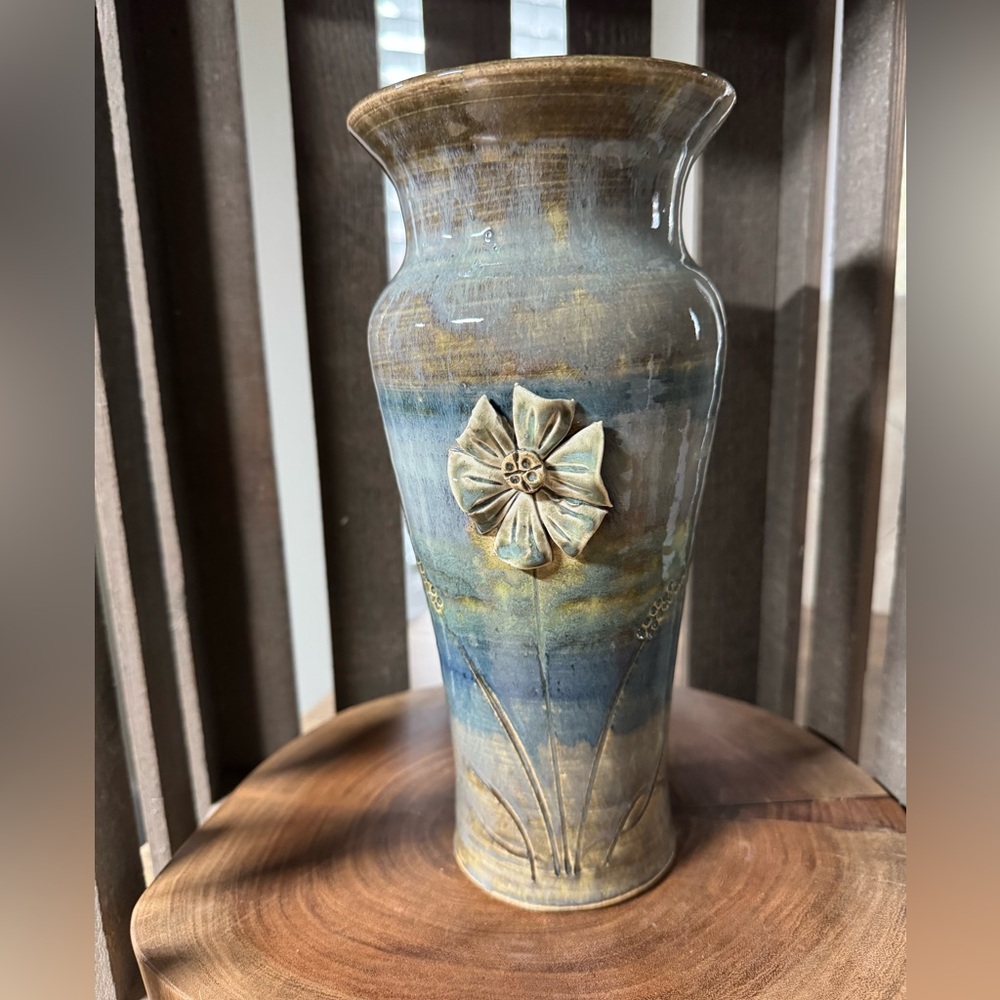 Handcrafted Signed Pottery Flower Vase - Decorative Home Accent